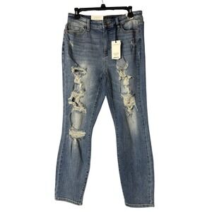 NWT Judy Blue Los Angeles Womens Distressed‎ Boyfriend Fit High Waist Jeans 5/27